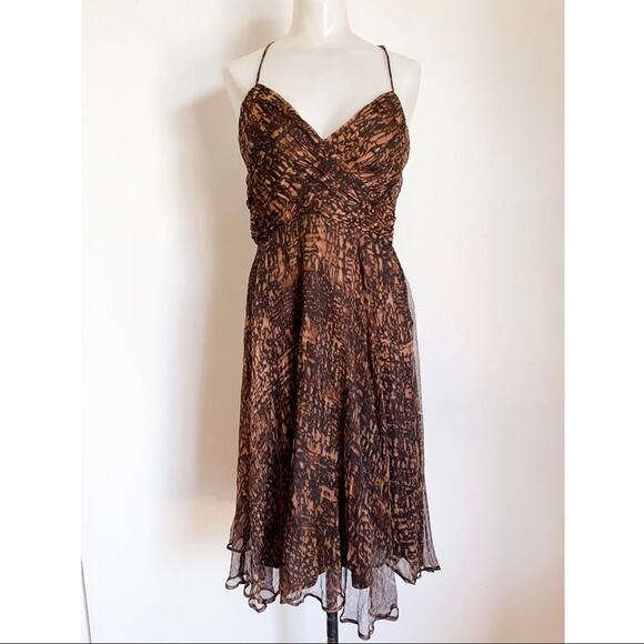 Zara | Brown Leopard Print Silk Midi Dress - Picture 1 of 6